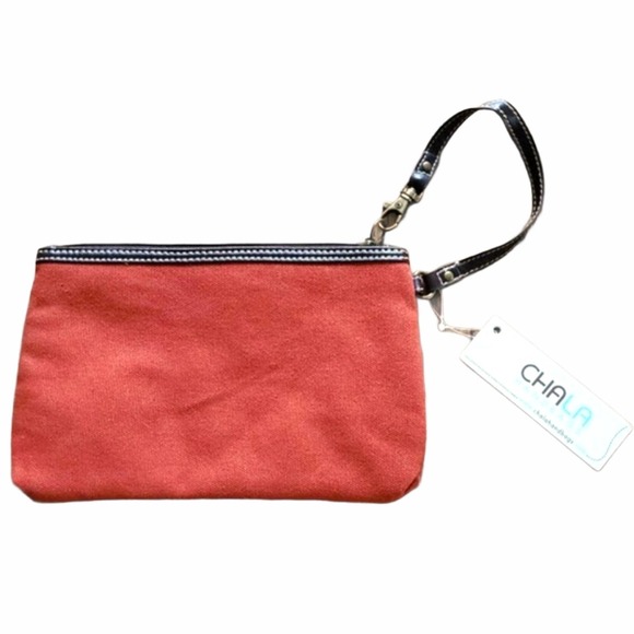 Chala Embroidered Bag with Button Flower Decor Orange Wristlet Purse New NWT - Picture 2 of 8